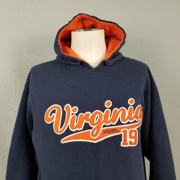 Virginia Cavaliers Hoodie Mens Medium Navy Orange NCAA College Pullover Fleece - Picture 2 of 10